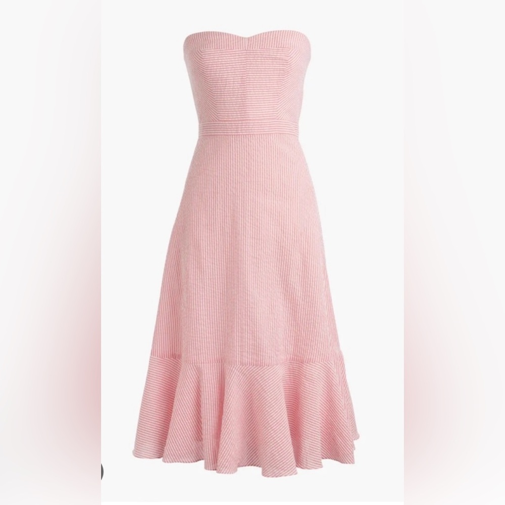 ✨Host Pick ✨ J. Crew | Strapless Ruffle-Hem Seersucker Dress
